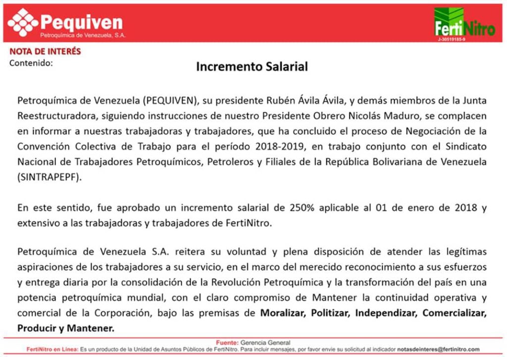 SoyChavista78's tweet photo. DIOSDADO AYÚDANOS  !!! NO PERMITAS QUE LOS CORRUPTOS JODAN A LA CLASE OBRERA !!!! Después de un aumento anunciado por @AvilaAPequiven a los trabajadores de #Fertinitro que nunca cumplió nos quieren liquidar con el salario anterior y ROBARNOS #SoyChavistaSoyLeal @dcabellor https://t.co/TDe9HmdevU