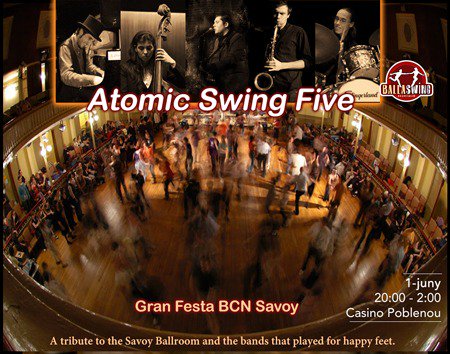Demà ens veiem al Casino de l'Aliança del Poblenou amb els Atomic Swing Five! Afanya't a comprar la teva entrada anticipada! Avui tanquem inscripcions!