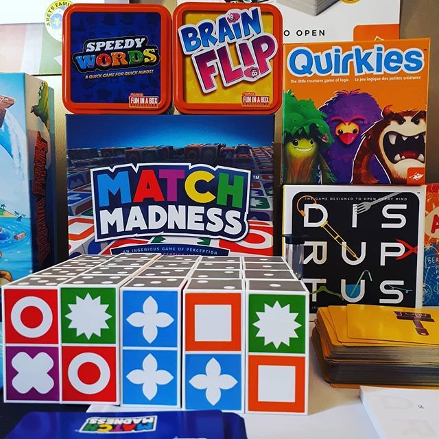 FoxMind's tweet photo. Showing off some fun family games in London for #distoy in room 422! Can't wait to go to the UK Games Expo tomorrow! 😁 #ukge #boardgames #london #toys #games #asmodeeuk #esdevium #foxmindgames https://t.co/NPbhns8AT2 https://t.co/oWwbABM2u4
