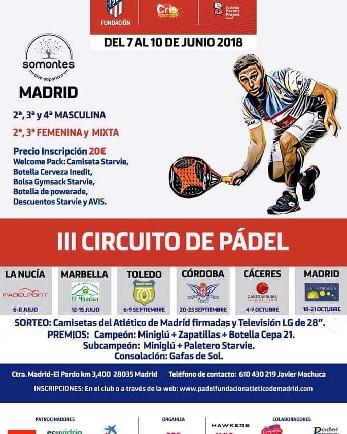 CastiRufi's tweet photo. Estaremos realizando Exhibición en el III Circuito de Padel de La Fundación Atlético de Madrid el próximo 8 de Junio en el complejo deportivo de Somontes. @StarVie #ClubdePadelDamm #VíctorCarreton #Carefisioterapia #EstrellaDamm #FundacionDamm #Munichsports https://t.co/rOpp71Xle9