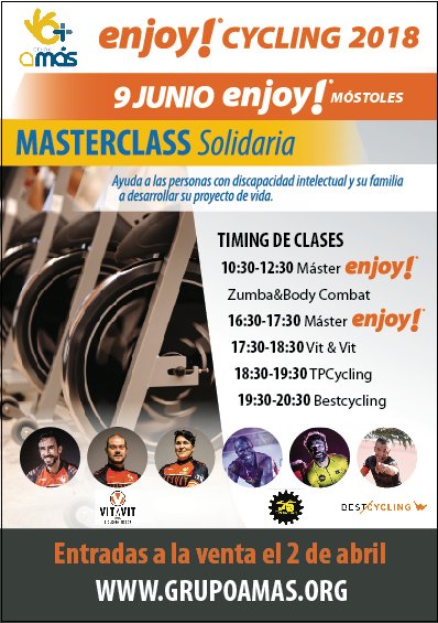 GrupoAMAS's tweet photo. #FelizJueves No te quedes sin tu bici! El 9 de junio l@s mejores entrenador@s de cycling ofrecen #MasterClassSolidaria en Parque Liana de @AytoMostoles XXII Jornada por la Inclusión #InclusionExperience APOYA A LAS PERSONAS CON DISCAPACIDAD INTELECTUAL! https://t.co/7cvWW7YXop https://t.co/JXmQojI5wz