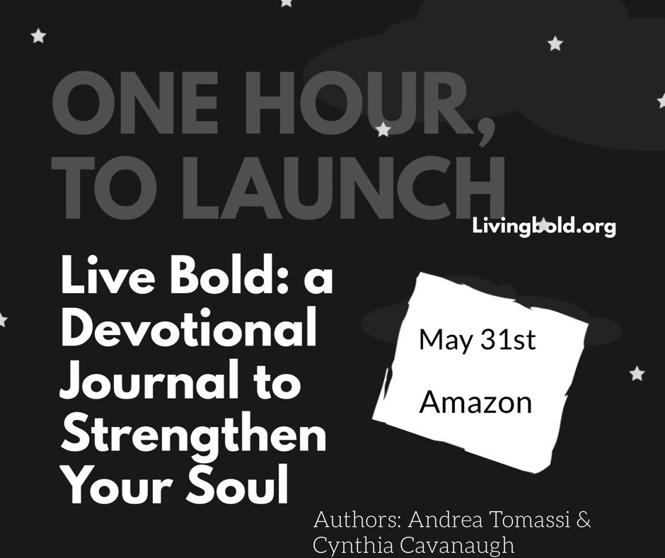 LiveBoldSeries's tweet photo. One hour to go peeps!! We are stoked! @cynthiacavanaugh @andreaJtomassi #bebold #beboldspeaktruth #authorsofinstagram #writersofinstagram #writerscommunity #authorlife #christianauthor #devotional #leavealegacy #liveboldseries #livebolddevotionaljournal #ordernow #redemptionpress https://t.co/0JWnfOECNr