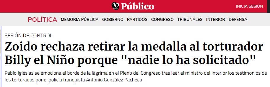 ARMH_Memoria's tweet photo. Esta es la petición que registramos el pasado 10 de mayo para exigir la retirada de la medalla y la pensión extraordinaria al torturador Billy el Niño. El ministro Zoido mintió ayer en el Congreso cuando dijo que nadie había pedido su retirada. https://t.co/n3LuDLrpzM