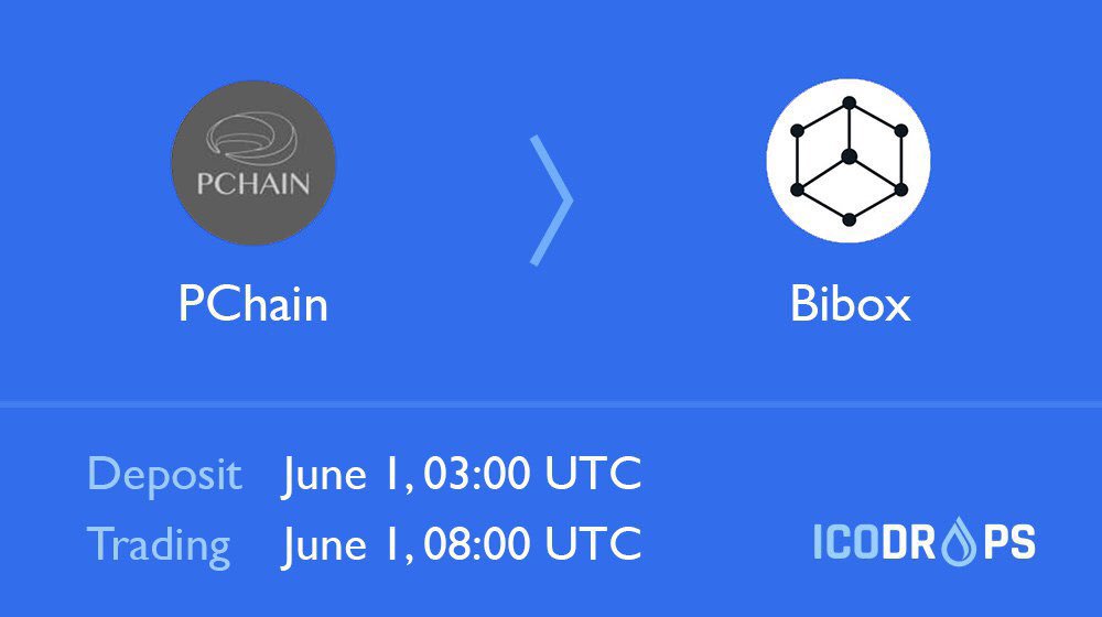 Bibox will list PCHAIN $PAI tomorrow. Deposit and withdrawal: June 1, 03:00 UTC. Trading: June 1, 08:00 UTC. icodrops.com/pchain