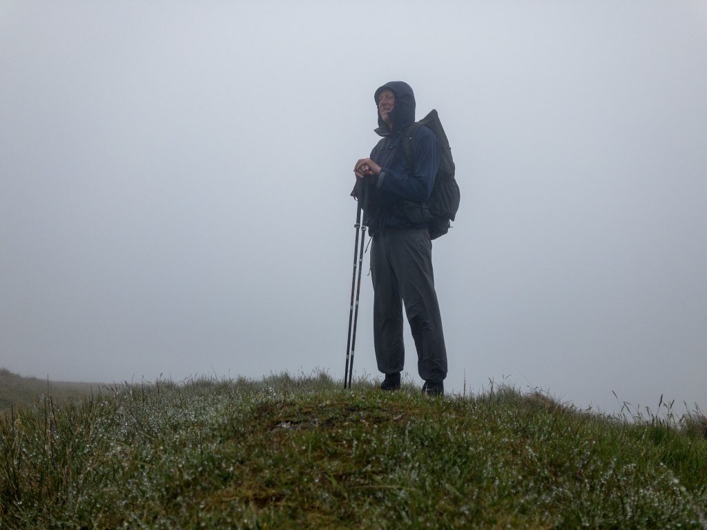 Tramplite's tweet photo. On Sour Howes and what happened to that great weather??? Not what I ordered for my 330th, and final, Lakeland Fell. That’s all 214 Wainwrights, and all 116 Outlying Fells walked as a single continuous hike. #330fells #wainwrights #outlyingfells #hiking #lakedistrictnationalpark https://t.co/HF0F93MN08