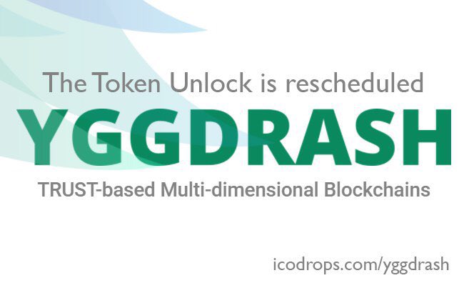 Expected unlock of #YGGDRASH tokens is resheduled. Tokens will be locked until first listing due to the current unstable market situation - says the team. icodrops.com/yggdrash