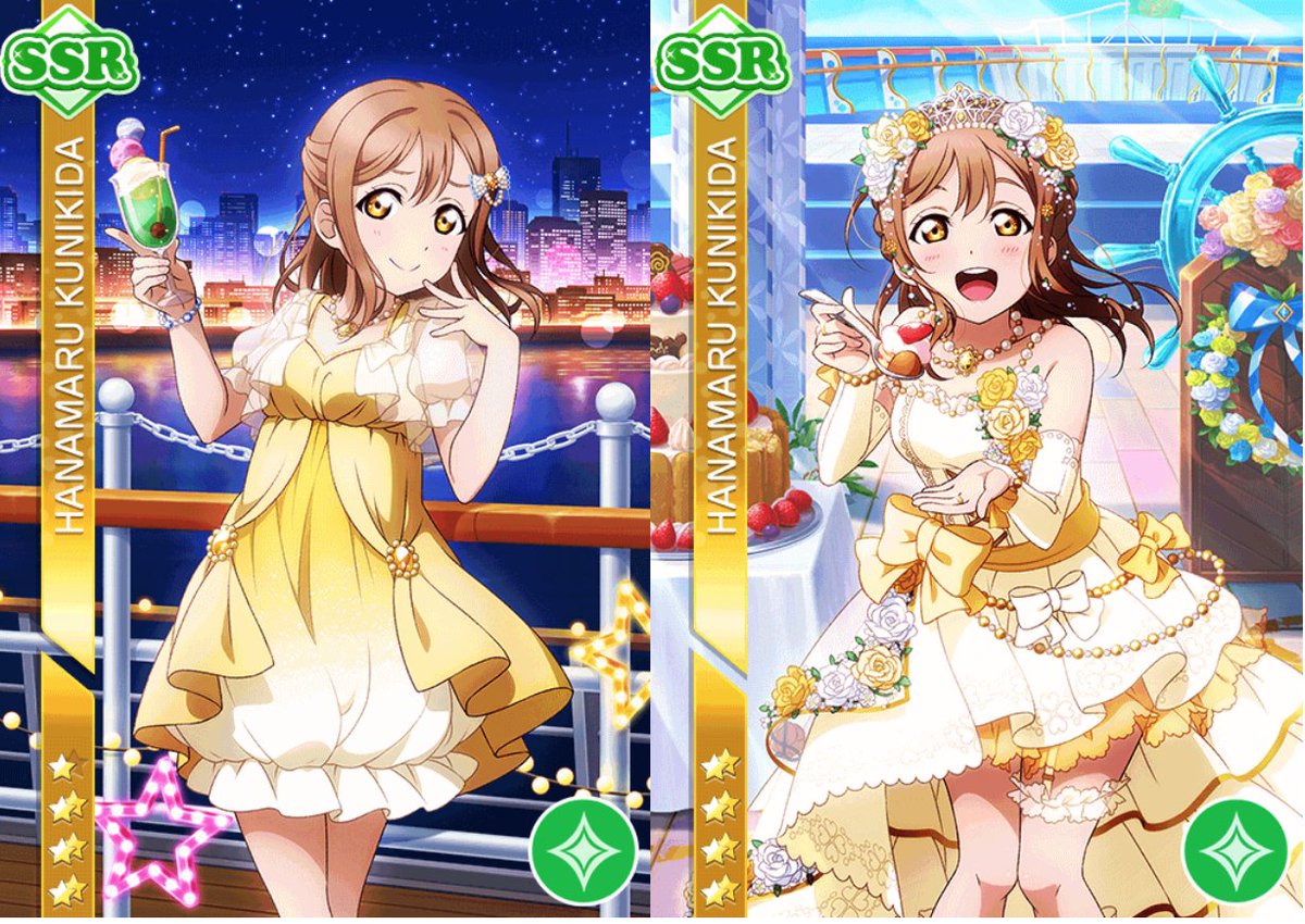 LoveLive_Esp's tweet image. Ya está disponible en #LLSIF (JP), la primera parte de un set nuevo de Aqours con la UR de You, la SSR de Hanamaru y las SRs de Mari, Chika y Ruby. 

¿Qué os parece este set? ¿Habéis hecho algún scout? ⬇️⬇️⬇️