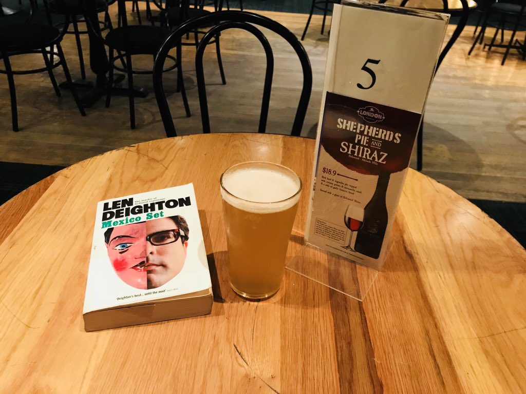 booksandwine76's tweet photo. Bernard Samson and I are having a lovely day out together @DeightonDossier #MexicoSet #AdelaideMatch? https://t.co/7RqAM7KTXO
