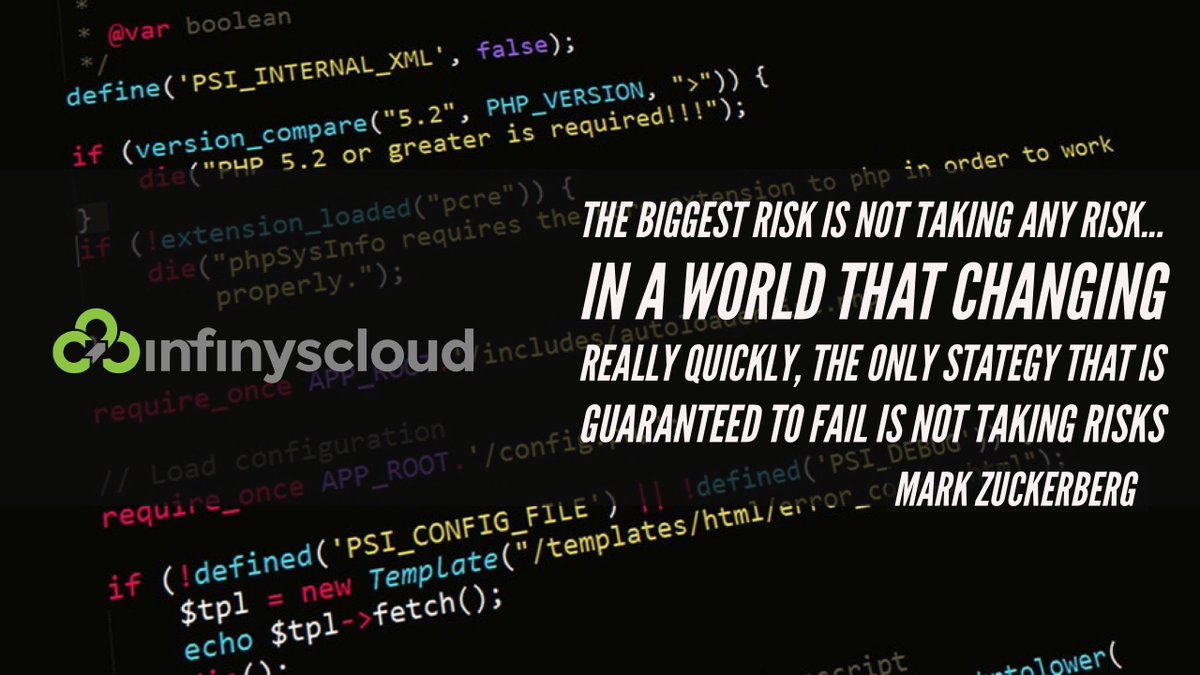 infinyscloud's tweet photo. The biggest risk is not taking any risk... In a world that changing really quickly, the only strategy that is guaranteed to fail is not taking risks - Mark Zuckerberg
#quotesoftheday #quotes #quotesdaily #infinyscloud #infinys https://t.co/3L129oQblW