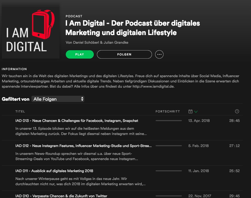 Uns gibt´s jetzt auch bei Spotify. Jetzt fehlt nur noch, dass wir mal wieder eine neue Episode aufnehmen. ;-)