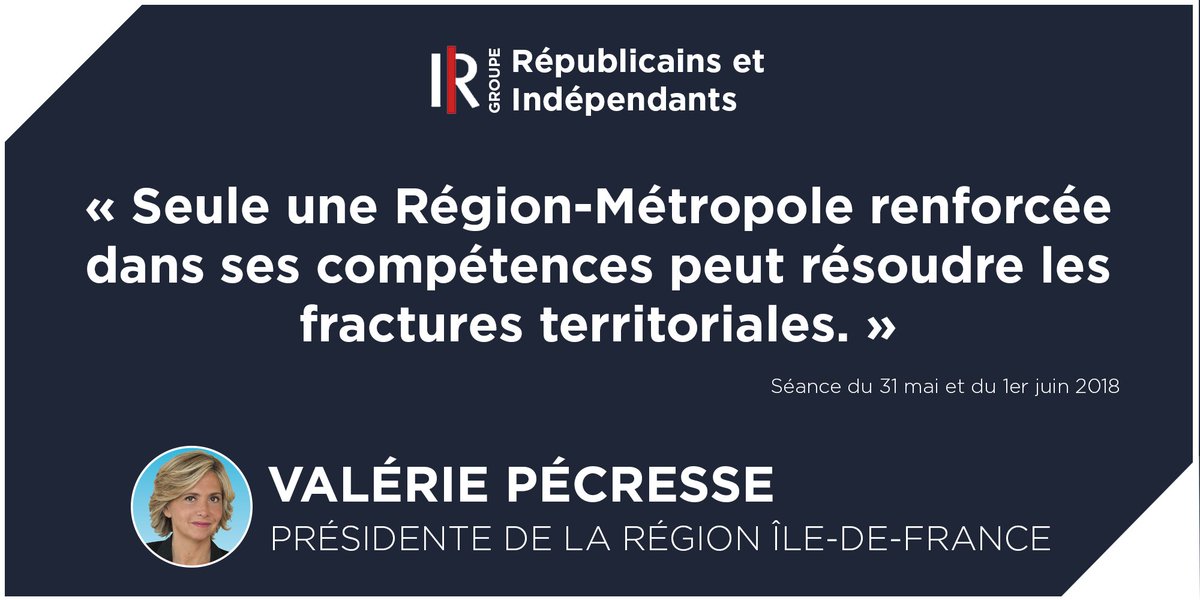 "Je continuerai à mener le combat pour une #RégionMétropole." <a href="/vpecresse/">Valérie Pécresse</a> #DirectIDF