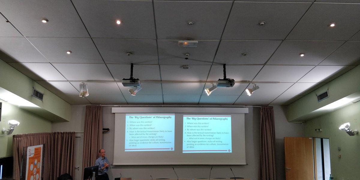 Edeen2018's tweet photo. Ce matin, découverte de la paléographie et de la codicologie numériques pour les niv. 1 avec @pa_stokes ; TEI avancée (Versionning Machine) avec @epierazzo pour les niv. 2 https://t.co/D656tHoxsK