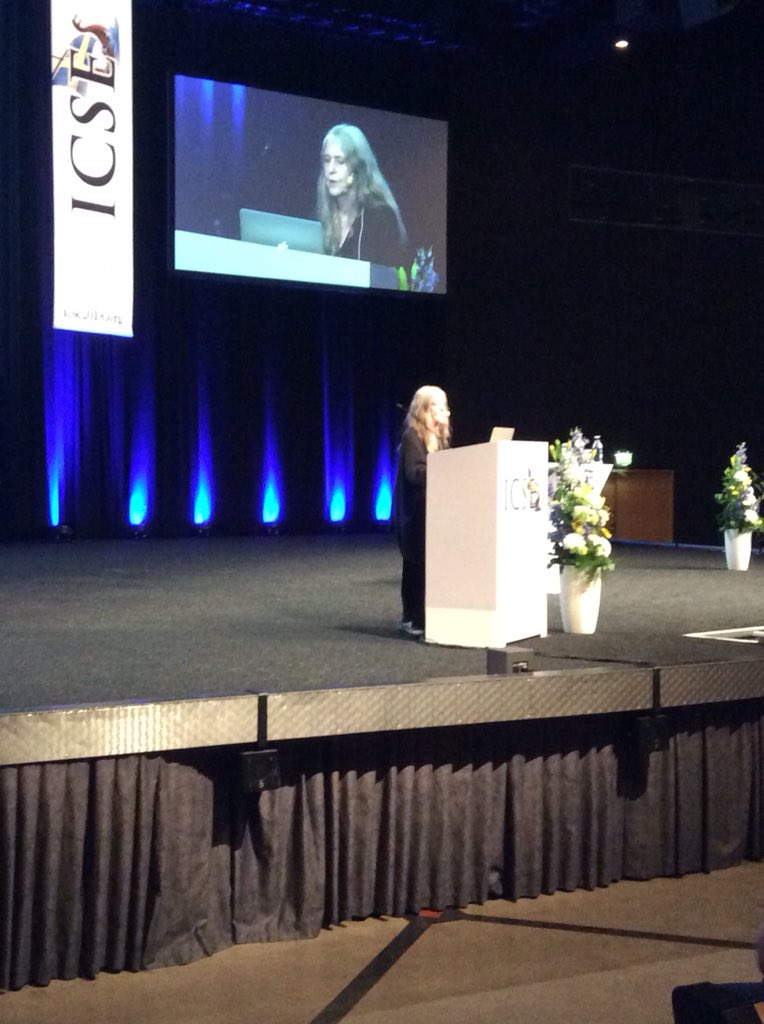 CoolSWEng's tweet image. Margaret H. Hamilton, known for her instrumental role in the Apollo program software development, now takes the #icse2018 stage to talk about “The language as a software engineer” #icse18