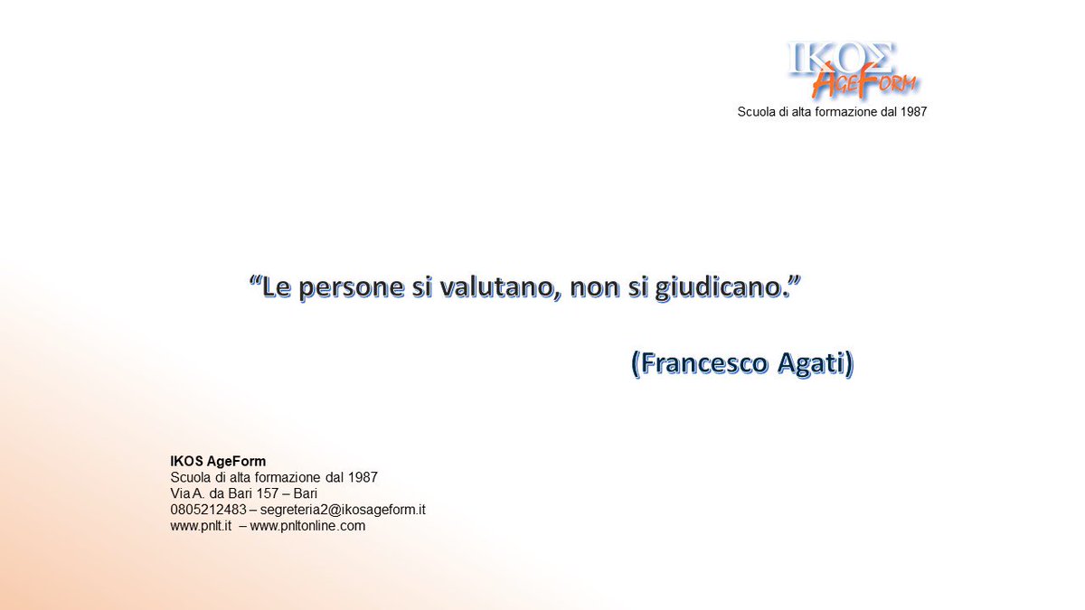 IKOS_Ageform's tweet photo. Scuola di Alta Formazione dal 1987
https://t.co/Mlda1ezPLJ - Infotel: 0805212483 - Infomail: segreteria@ikosageform.it  
#buongiorno #ikos #psicologia #formazione #benessere #pnl #criminologia #ipnosi #psicoterapia https://t.co/Z08mtnPyTk