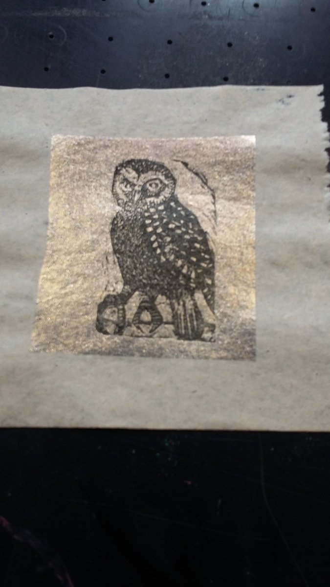 ArtWorksTheMill's tweet photo. A productive morning @Inky_Cuttlefish yesterday. Finally achieved #woodengravings printed on #Josspaper .Patience and persistence + lots of moral support. Thanks to @annatheartist #Wellbeing group https://t.co/PWqrGVVcg3