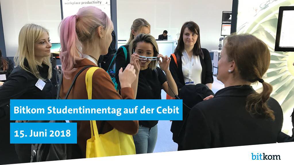 Bitkom_Bildung's tweet photo. Entdecke die Zukunftstechnologien der #ITK-Branche auf der @cebit in Hannover! Jetzt anmelden zum #Bitkom #Studentinnentag mit kostenfreier Anreise aus #Berlin! Mit dabei: @HPE_DE,@IBMDEcareers und @MACH_AG https://t.co/sTQGVnOjpV #womenintec #hochschulnetzwerk https://t.co/aEhAaEF6J7