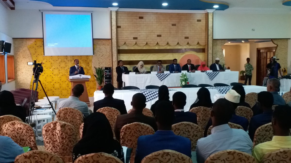 SSG_Somalia's tweet photo. Minister of Finance @DrBeileh opening the session. PFM Law key to good governance &amp; public trust in Somali financial institutions &amp; government. Somali people's participation in policy making in finance like PFM Law real progress. #Somalia https://t.co/pg1KUBjjho