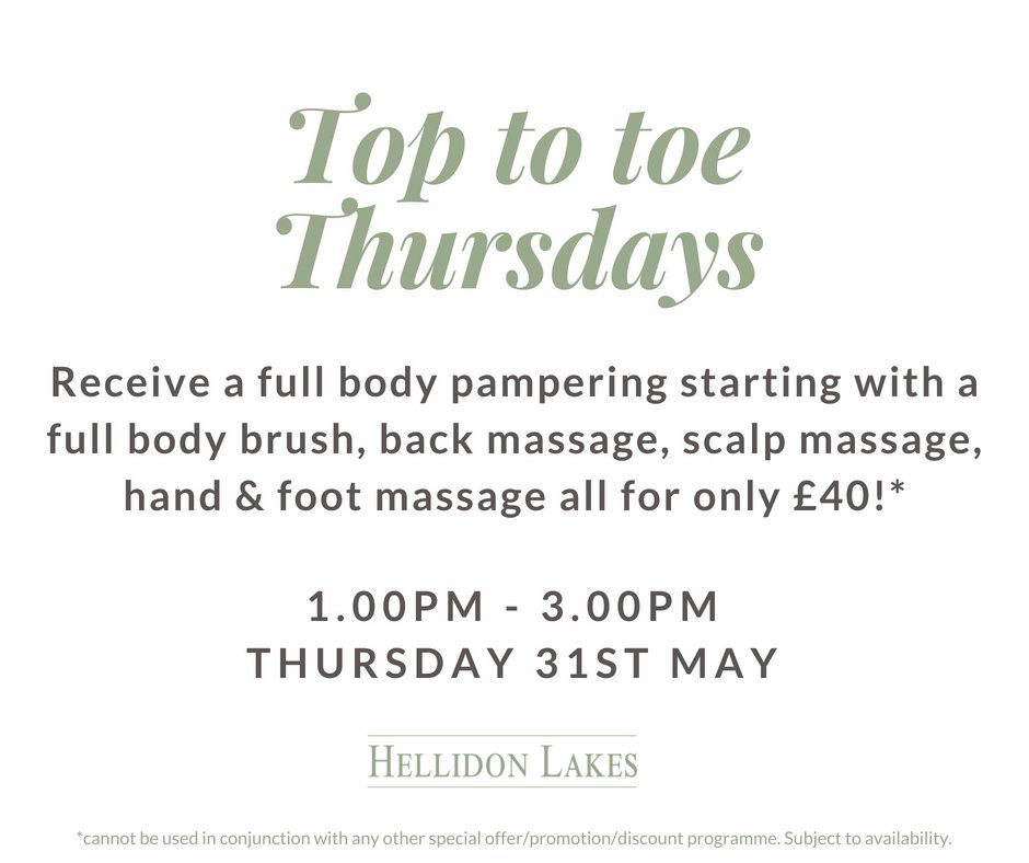 Thursdays are for treating yourself! Call the spa on 01327 265655 to book.