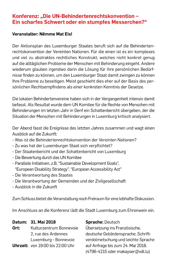 Heutabend ab 19h, LIVE-Stream hier, Quelle: vdl.lu/la-ville/engag…«-la-convention-des-nations-unies-relative-aux-droits-des-personnes-handicapées-–-une-épée-tranchante-ou-un-couteau-terne--»