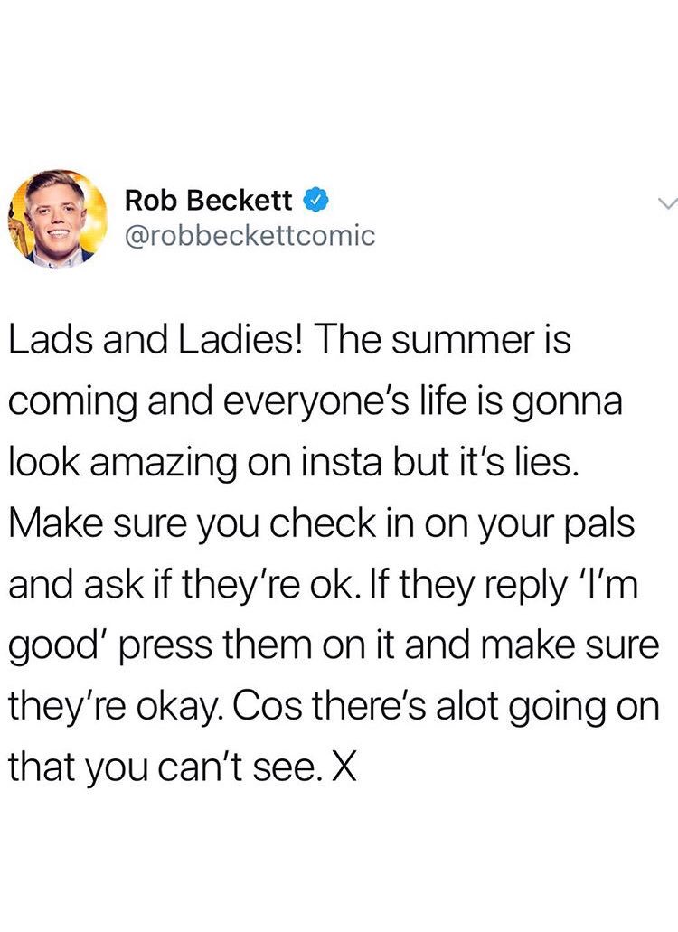 wingmanprojects's tweet image. Wise words from @robbeckettcomic #thewingmanproject #mentalhealth