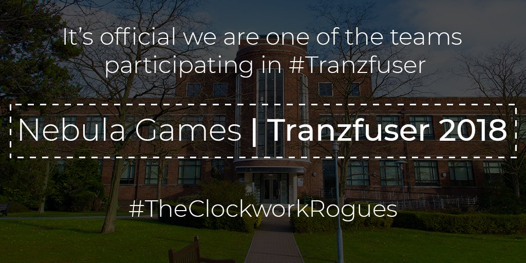 NebulaGames_'s tweet image. So it’s official. We will be taking part in Tranzfuser 2018! We are grateful for the opportunity and are very excited to start! Development starts tomorrow! #Tranzfuser #gamedev #indiedev #TheClockworkRogues
