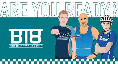 Colliers_UK's tweet photo. #TRYathletes, we are all set for tomorrow. Are you? Follow all the #fun on our Twitter page and share with us your #training pictures 🏃♂️🏊♀️🚴♂️ @ColliersBristol 🏆 https://t.co/XRiQWD0LRX
