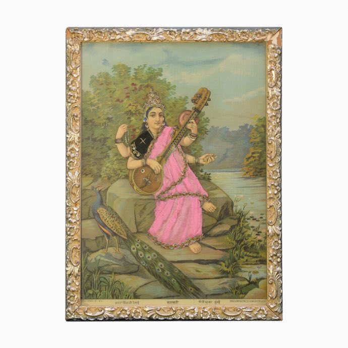 _houseofthings's tweet photo. The classic painting of Saraswati, Goddess of knowledge and wisdom, painted in 1896 by Raja Ravi Varma is reproduced as an embellished oleograph, created using fabric and zari.  
Shop now at https://t.co/Pdmkh1y0Lb
#beautifulrareinspired #art #indianart #rajaravivarma #oleograph https://t.co/Ng9UdjNghd