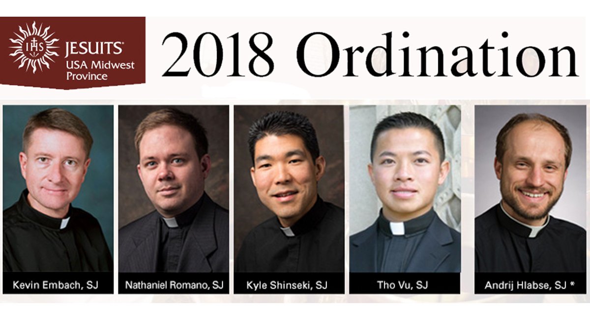 MidwestJesuits's tweet photo. This summer, five Midwest #Jesuits will be ordained to the priesthood. Read more about these men as they prepare for ordination: https://t.co/Vcjz9Xmodj #BeAJesuit #AMDG https://t.co/MRjwxrZyqh