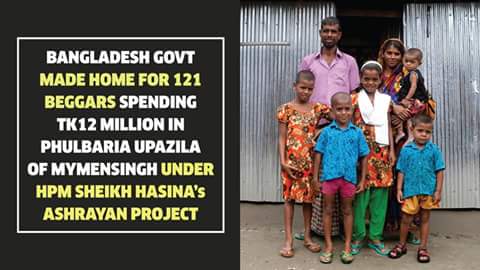 #Bangladesh govt made home for 121 #Beggars spending Tk12 million in Phulbaria upazila of
#Mymensingh under HPM #SheikhHasina 's
#AshrayanProject.
#ThanksHasina #BangladeshTransforming