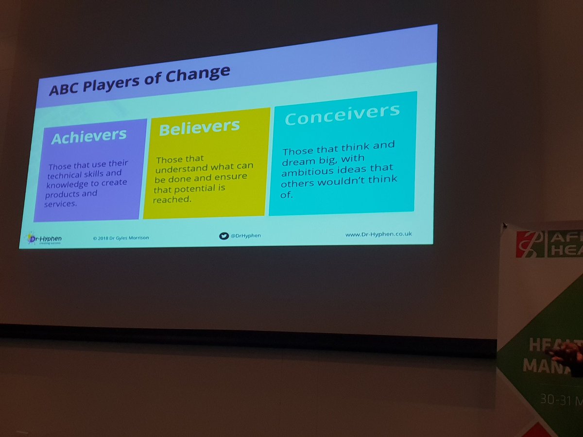 You need a variety of players to create change in any sphere - the ABC players of change #AfricaHealthExb <a href="/CUXASA/">CUXA South Africa</a> @africahealthexb @CUXAUK