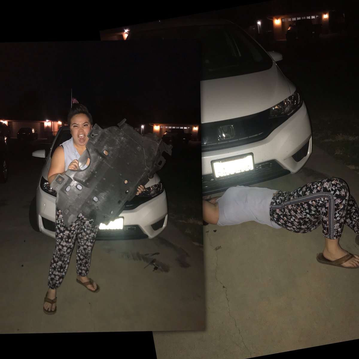 BreanaBuckley's tweet photo. Removed my stupid flapping splash shield! It had come loose, so it would literally flap under my car when I’d drive on the freeway. #fixeditMYSELF https://t.co/ReaEYwW30F