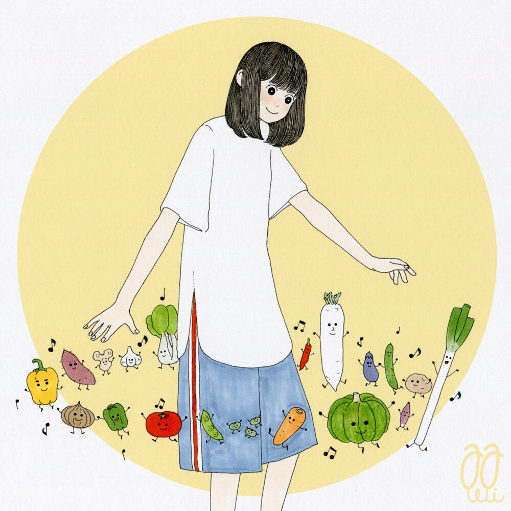 「イラスト : 野菜と踊る。 」|あわいのイラスト