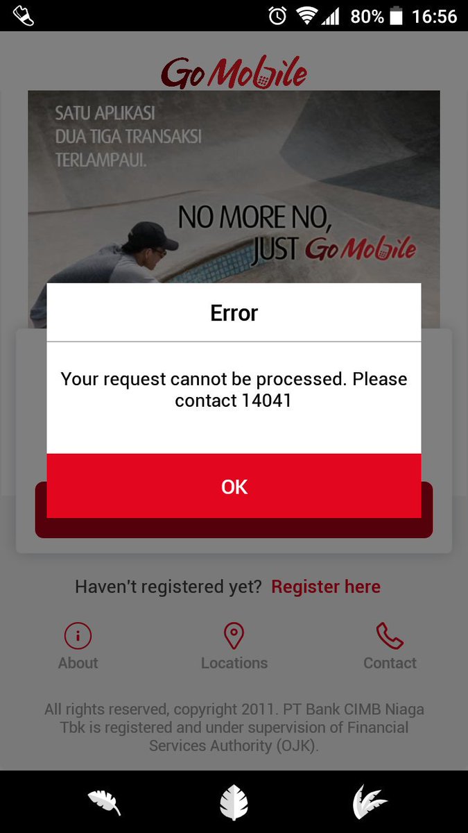 Cimb Niaga Auf Twitter Untuk Login Go Mobile Mohon Pastikan Jaringan Stabil Saat Ini Tidak Ada Gangguan Layanan Go Mobile Masih Berjalan Normal Silakan Dicoba Secara Berkala Terima Kasih Doni Https T Co Xbtx20avve