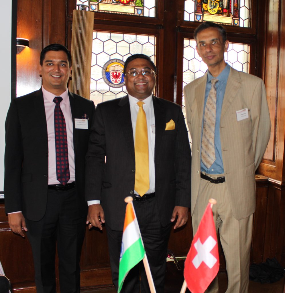 Thank you to H.E. Sibi George, Ambassador of India to Switzerland for his gracious welcome at our 33rd AGM 2018 &amp; we are delighted to announce  our  newly appointed Vice Chairman &amp; President India, SICC 🇮🇳 Shravan Subramanyam pictured with our Chairman SICC🇨🇭Philippe Reich