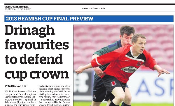 Ger McCarthy (@germccarthy74) on Twitter photo I spoke to both @Drinaghfc & <a href="/lyreroversfc/">Lyre Rovers FC</a> ahead of this weekend’s <a href="/westcorkleague/">⚽West Cork League</a> #BeamishCup final. See today’s <a href="/SouthernStarIRL/">The Southern Star</a> <a href="/KieranMcC_SS/">Kieran McCarthy</a> for a full-page preview. I spoke to both @Drinaghfc & <a href="/lyreroversfc/">Lyre Rovers FC</a> ahead of this weekend’s <a href="/westcorkleague/">⚽West Cork League</a> #BeamishCup final. See today’s <a href="/SouthernStarIRL/">The Southern Star</a> <a href="/KieranMcC_SS/">Kieran McCarthy</a> for a full-page preview.