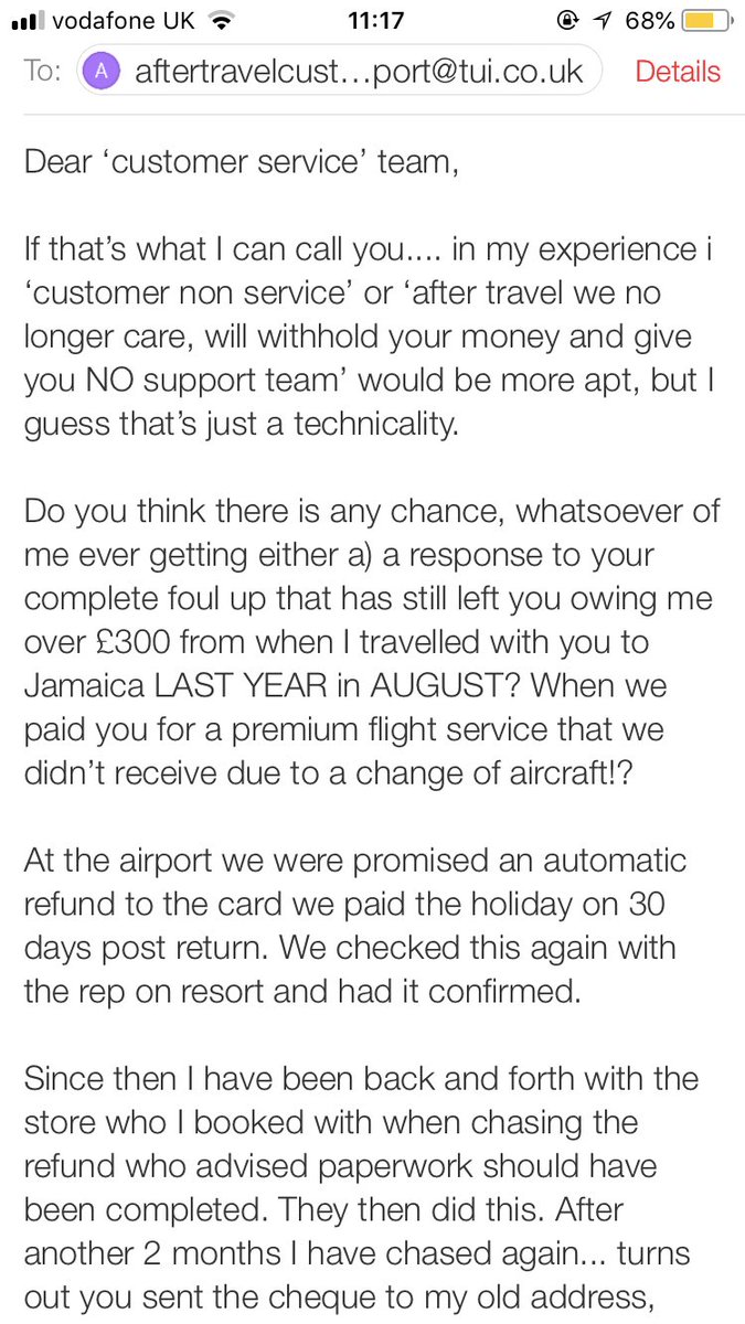 CatherineRoyle1's tweet photo. @TUIUK I didn’t want it to come to this, but after 10 months of waiting for a refund owed and still nothing, plus 43 days after a formal complaint form was submitted, to hear nothing and to have nobody to help is disgusting #awfulcustomerservice #witholdingmoney #tui https://t.co/A7eVZ1L6t3