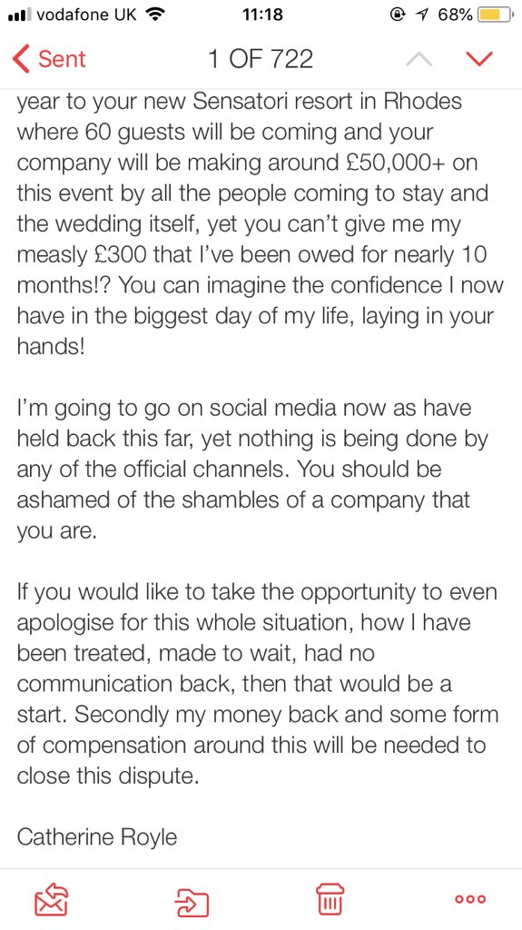CatherineRoyle1's tweet photo. @TUIUKcares you do not care at all. No one in your company has been able to help either over the phone or via formal complaint form submitted 43 days ago. We are now 10 months post travel and promised a refund with 30 days! No apology or even communication #tui #holidays https://t.co/cIvHxEiKPM