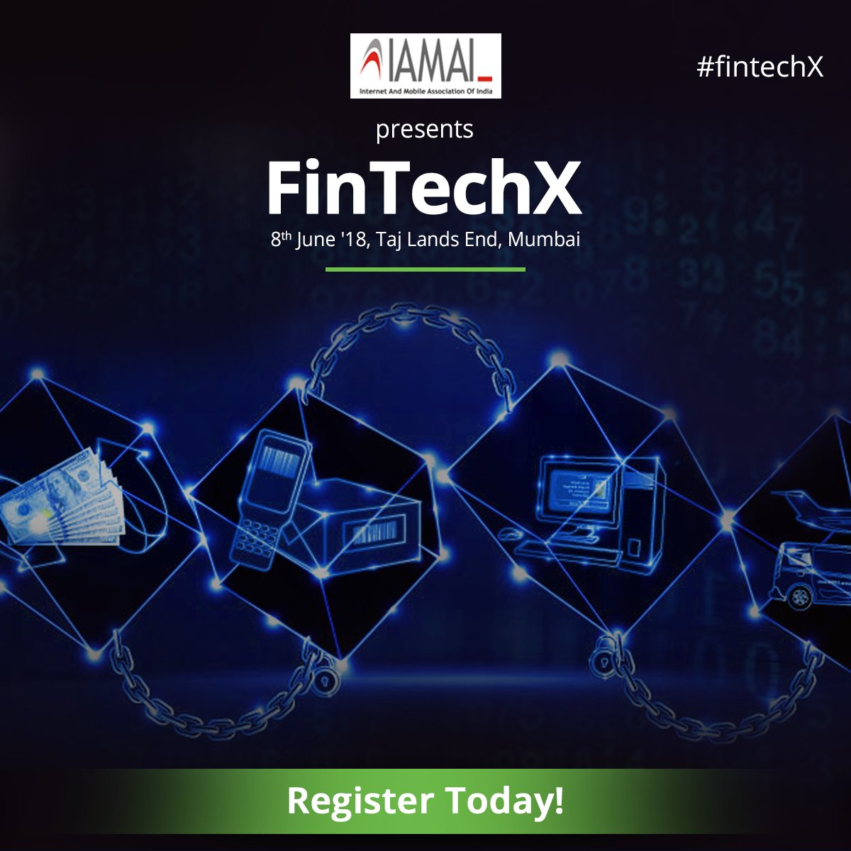 QuickMetrix's tweet image. @QuickMetrix is a proud to be a Social Media Supporter of @IAMAIForum #fintechX  

This year, FinTechX will be  @TajLandsEnd, Mumbai on 8th June!

 Want to know about the &apos;Rules of the Game: Regulation and Technology in 2022&apos;?

 Register today - in.explara.com/e/fintechx-2018