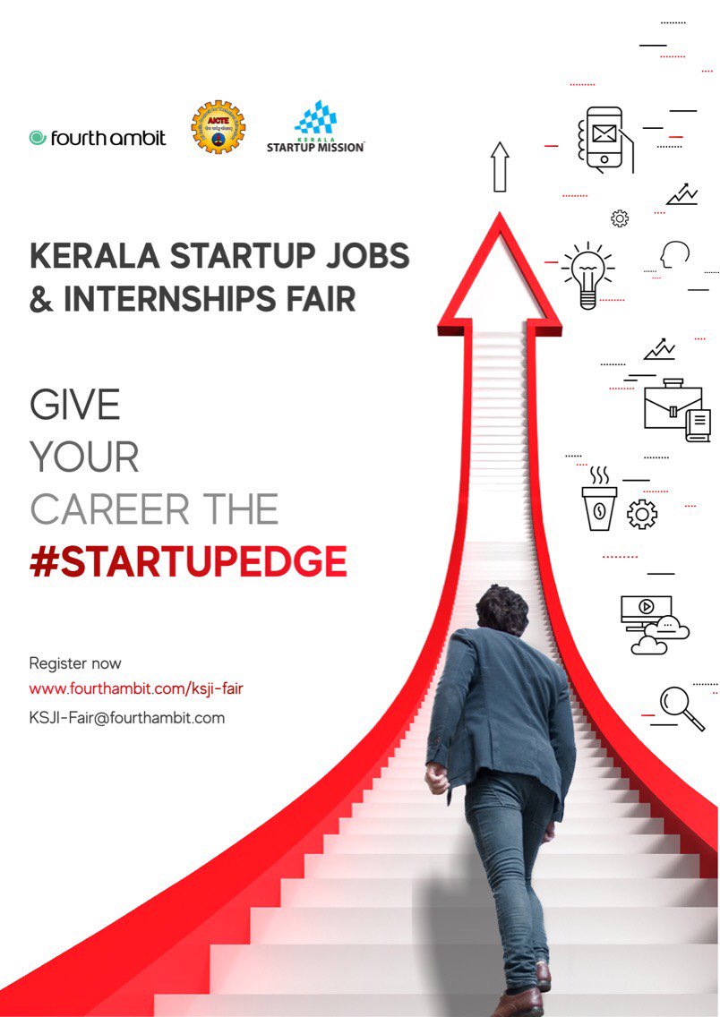 FourthAmbit's tweet image. Start your career with a bang! Startup jobs up for grabs at the Kerala Startup Jobs and Internships Fair, in partnership with Kerala Startup Mission @startup_mission. Get the #StartupEdge #KSJI-Fair #StartupIndia @AICTE_INDIA @FourthAmbit
Register Now: fourthambit.com/ksji-fair