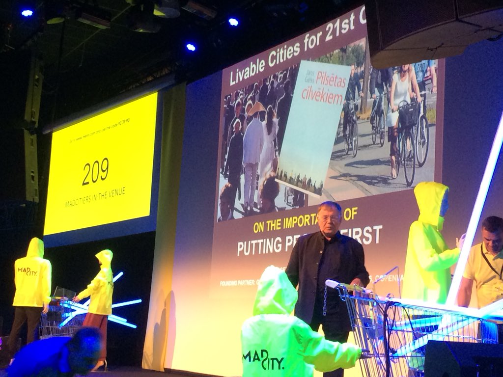 LilitaSparane's tweet photo. #JanGehl #Denmark on the stage of #MadCity and his book opening within the frame of #cityplanners conf.on money &amp; architecture https://t.co/L63mUSxbYD