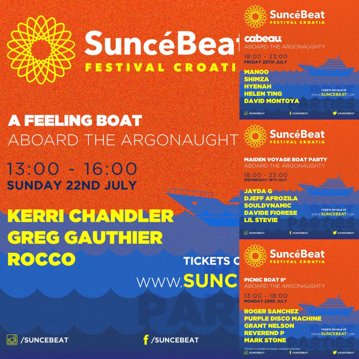 Boat tickets on sale in just over an hour at 13.00!!! Don’t miss you dream Line-up - see website for more details xx
