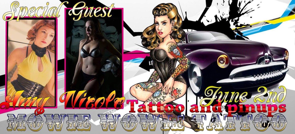 Tattoos and vintage cars and pinups this weekend! 🌹 #mowiewowie #tattoos #pinups #event