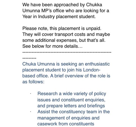 YoungLabourUK's tweet photo. Very sad to see this from @ChukaUmunna The Labour Party is committed to abolishing unpaid internships and this has to start with our own MPs. #PayUpChuka https://t.co/euPIZJS8JE