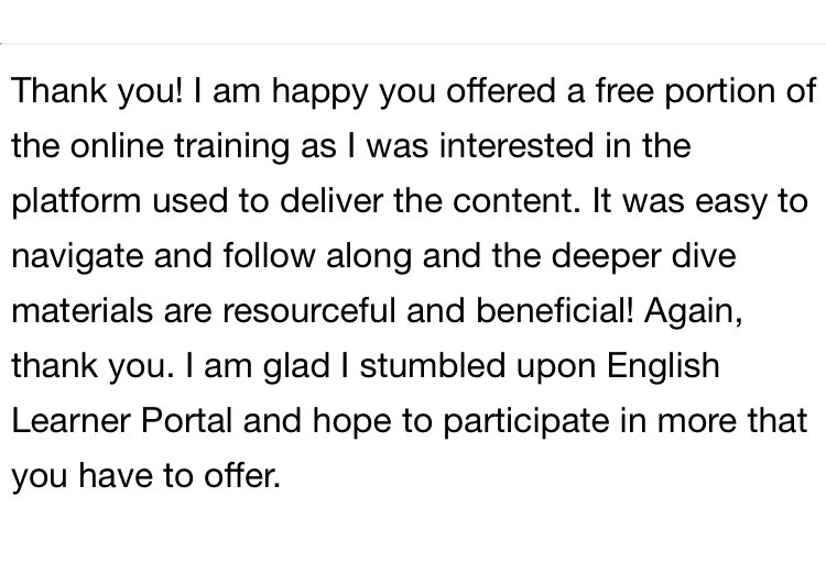 EngLrnPortal's tweet photo. We love a happy visitor in our online school!  https://t.co/LEA0zlnlkX  #englishlearners #professionaldevelopment #professionallearning #graduatecredit #tuitionreimbursement https://t.co/sW7VuikBgL