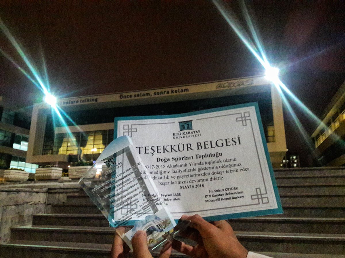 Yılın En İyi Çıkış Yapan Ödülü'nü bize layık gören <a href="/ktokaratay/">KTO Karatay Üniversitesi</a> ve <a href="/KTOKarataySKS/">KTO Karatay SKS</a> 'ye teşekkür ederiz. Daha nice ödüller kazanmak dileğiyle.😁🌳🏕🏞 #karataydaetkinlikvar #okulunusev