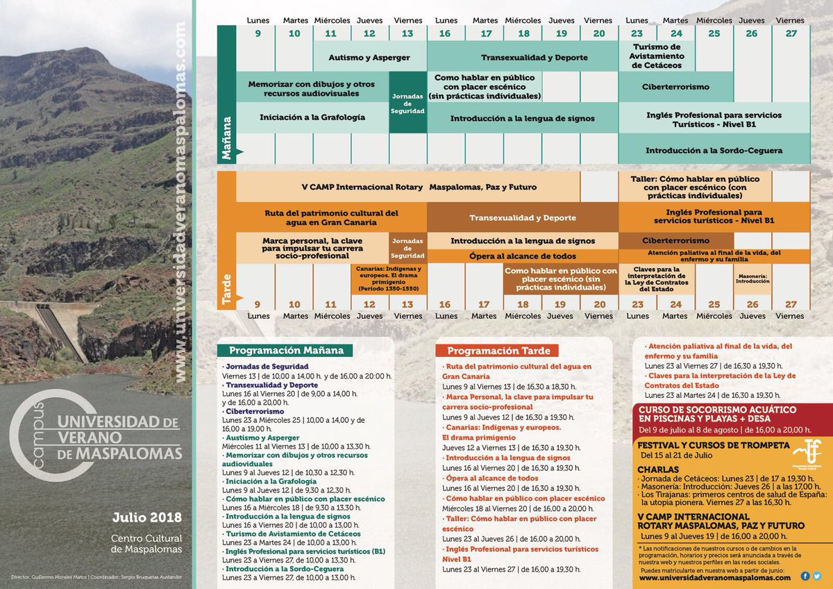 UVMaspalomas's tweet photo. Recuerda que ya puedes matricularte en los cursos de la UVM2018! Cualquier duda 928720035 o universidadveranomaspalomas@gmail.com #UVM2018 #Maspalomas #SBT https://t.co/d5zVLL7V0k