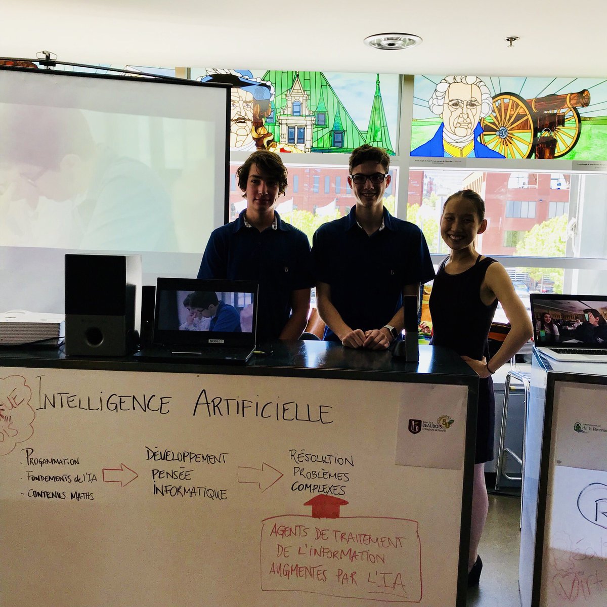 CollegeBeaubois's tweet photo. Nos élèves Vincent Bellefleur et Alexandre Courtis ont été invités au lancement du Plan d'action numérique hier à Québec pour parler de leur implication en #IA. Ils étaient accompagnés de l’enseignante @amytran622 #EduNumQc #StraNumQc #EduQc #PolQc #FÉEP #AI @eruditeAI https://t.co/PEtHjMWClk