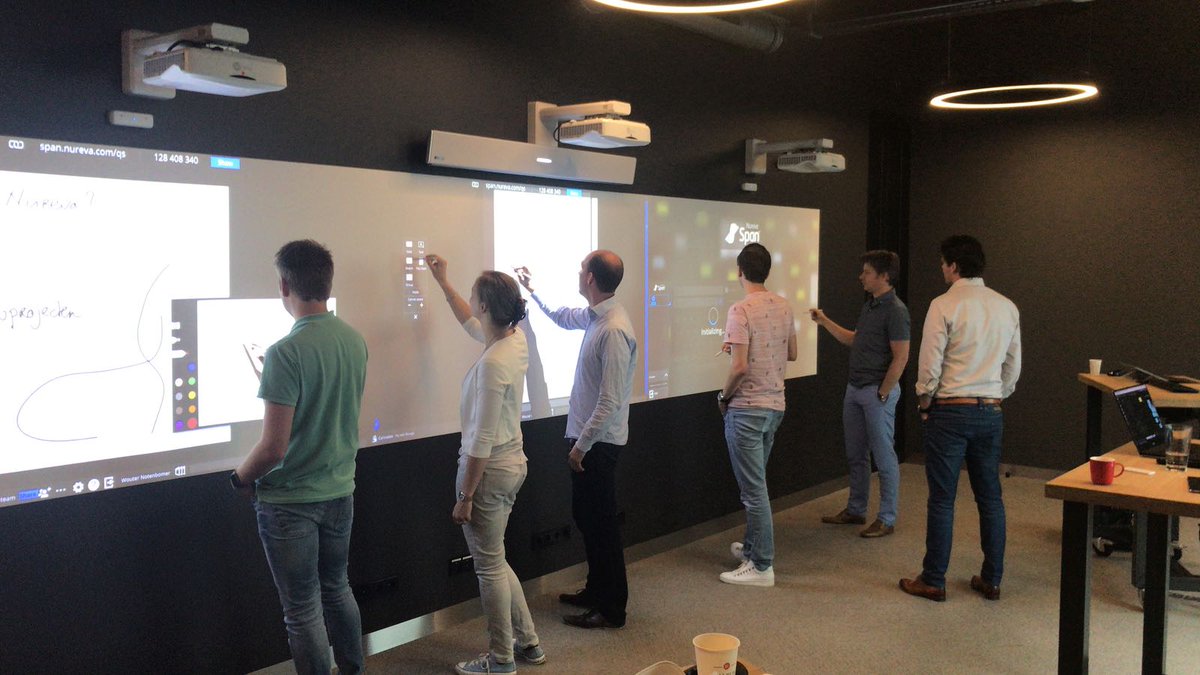BramKreunen's tweet photo. Vandaag met Lean-team BVGO @VolkerWessels #digibase om #Nureva canvaswall te testen 😉 Veel nieuwe mogelijkheden voor nog beter #projectmanagement @VolkerWesselSSB ! 👌 https://t.co/HPwwjJjrTS