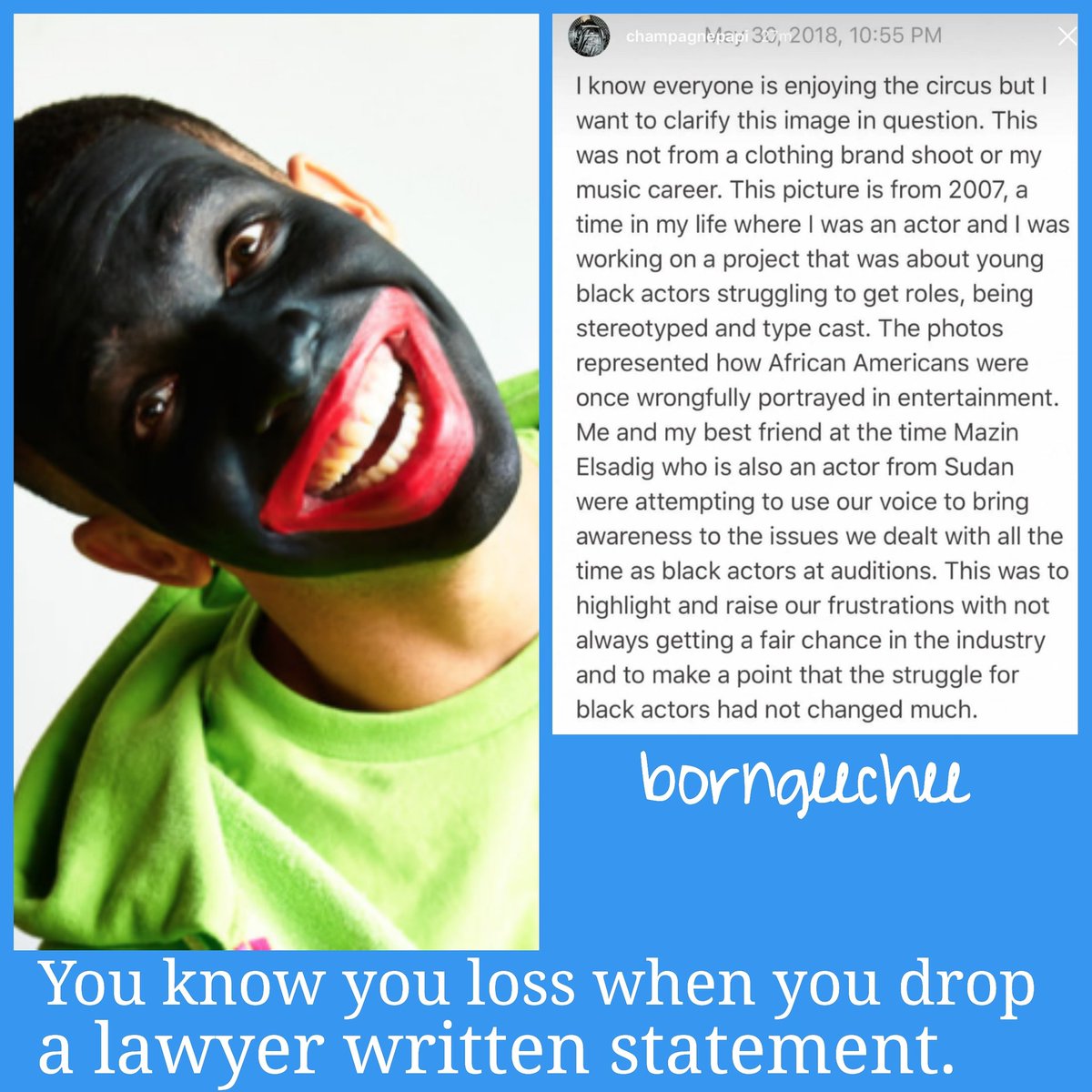 MaasaiGunClub's tweet photo. Can't try to spin the #blackface son. Take this L.
#pushat #drake #pushatvsdrake #rapbeef #hiphop #ovo #goodmusic #kanye #hiphop #fortheculture #music #rapmusic #kingpush #infrared #duppy #thestoryofadidon  #thanos #infinitywar #infinitystones #gsw #yah #adidon #champaignepapi https://t.co/iT6wfArajE