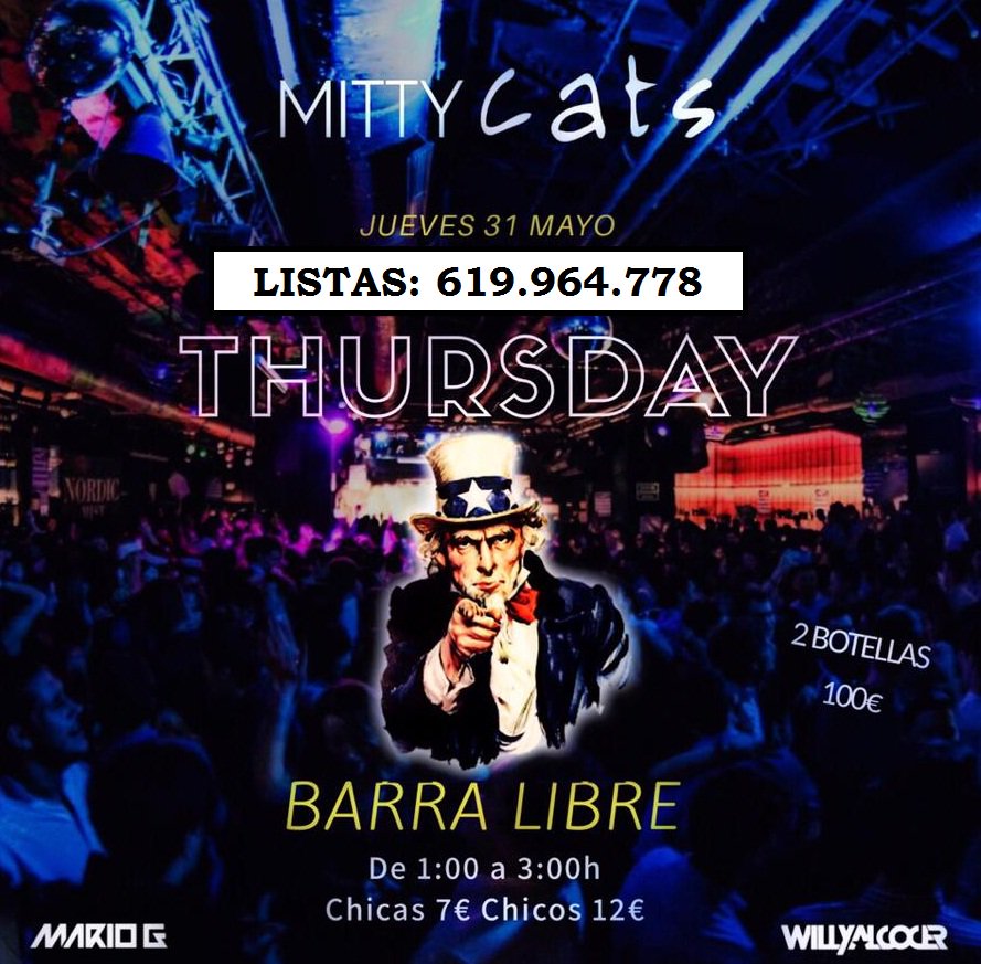 DeFiesta_Mad's tweet photo. JUEVES!! Hoy toca MITTY

➜ BARRA LIBRE (de copas)

Apúntate: 619.964.778
. https://t.co/Is5qrfgkCW